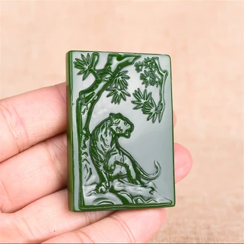 Mână-Sculptate Tigru Natural Verde Jad Pandantiv Colier Farmec Chinez Bijuterii Accesorii de Moda Amuleta pentru Barbati Femei Cadouri