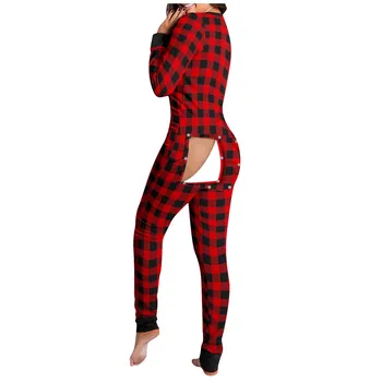 New sosire pijamale sext Femei pe Buton-jos Față Funcționale Nasturii Clapa Adulți Salopeta sleepwear haine pijama femme sexy