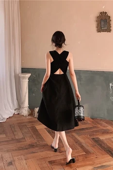 Femei rochie de Vară 2020 Moda Femei Solid Negru cu Spatele gol rochie Bodycon Rochii de Vacanță Boho Sundress Feminin Vestidos