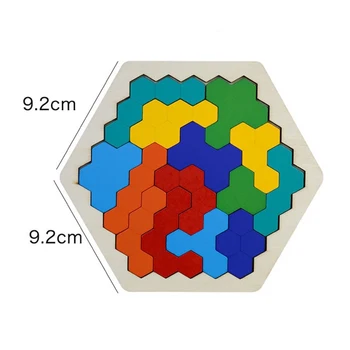 Lemn Hexagon Puzzle Colorat Fagure de miere Joc Tangram Jucarie Set Masa IQ-ul Joc Jucarii Educative pentru Copii