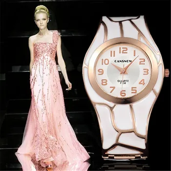 Femei Noi Stytle Aur de 18K Brand de Lux Analog Cadran Rotund Ceasuri Brățară Doamna Cuarț Ceas Saat Mujer Saati Relojes