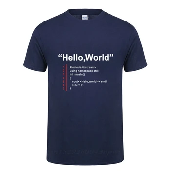 Salut Lume Tricou Ziua Tatălui Cadou de Ziua de nastere Amuzant Cadou Pentru Tata Bărbați Soțul Iubit Geek Echipa Programator Bumbac T-Shirt