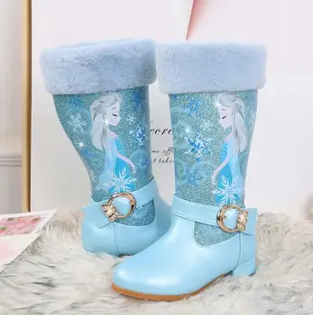 Nou pentru Copii fete de zapada Printesa din bumbac cizme Copii Elsa plus de catifea groasă cald paiete papuceii