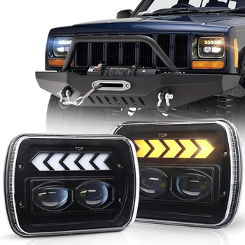 5x7 Faruri Sigiliu Fascicul Faruri Led Alb DRL/Amber Semnalizare Săgeată Halo Pentru Jeep-Cherokee XJ YJ MJ Chevy S10