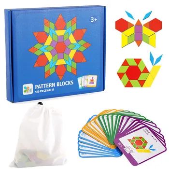 155pcs Lemn Jigsaw Puzzle Set de Bord Colorat Pentru Copii de Învățare Dezvoltarea Jucărie Copilul Montessori Jucarii Educative