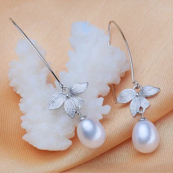 FENASY Pearl Bijuterii Naturale de apă Dulce Pearl Cercei Moda Bijuterii Argint 925-coreean Floare Cercei Pentru Femei