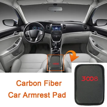 Fibra de Carbon de Mașină din Piele Cotiera Pad pentru Peugeot 3008 Auto Cutie de Depozitare Covor Protector Accesorii Auto