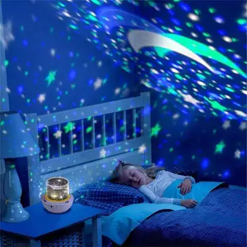 Cerul Înstelat Lampa De Proiecție Cu Baterii De Rotație Noptieră Lumina De Noapte Proiector Lampa De Colorat Pentru Copii Copii Decor Acasă