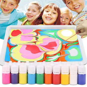 Apa Marmorat Pictura Setul De 6 Culori Cadou de Crăciun pentru Copii de Apă Vopsea de Arta a crea Orbitor Printuri Lavabil 10ml Desen