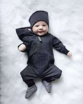 Anlencool 2020 primăvara nou-născuți pentru copii Copii de Băiat subțire Copil Romper Salopeta Body cu Gluga Haine Pulover Costum de haine pentru Copii