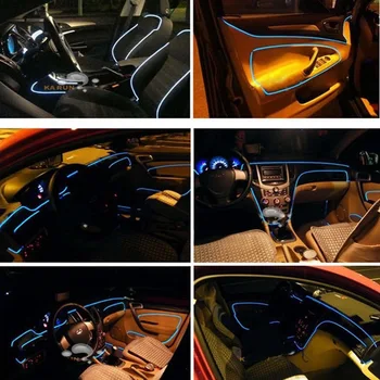 5 Metri Mașină de Iluminat Interior Auto LED Strip EL Wire Rope Auto Atmosfera Decorative Lampa Neon Flexibil Lumina DIY