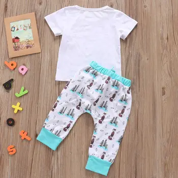 Brand Copii Băieți Fete Haine de Bumbac Stabilit Copil Nou-născut Haine cu Maneci Lungi de Craciun Desene animate de Imprimare T-shirt+Pantaloni Haine pentru Sugari