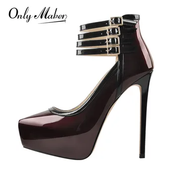 Onlymaker Femei Platformă a Subliniat Toe Mary Jane Pompe de Curea Glezna Stiletto Rochie Pantofi Catarama Dimensiuni Mari US5~US15 Pompe de Moda