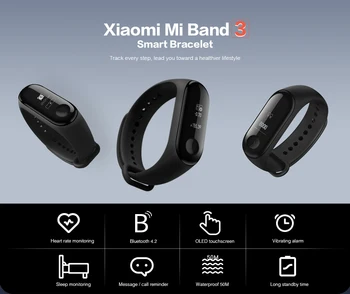 Inițial Mi Band 3 Brățară Inteligent Miband3 Ceas Inima Rata de Fitness Ceas 0.78 inch Display OLED de 20 de Zile de Așteptare Brand2 Upgrade