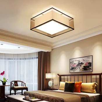 Noul stil Chinezesc plafon lampă cu led-uri circulare camera de zi lumini dormitor lampa de studiu hotel casa de ceai pânză stil chinezesc corpuri