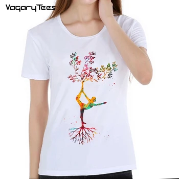 Popular Exercițiu Reprezintă copac, Om Chakre Mindfulness Meditație Zen în Arta de Vara Tricou Femei t-shirt Casual Fată Topuri de Moda Femeie