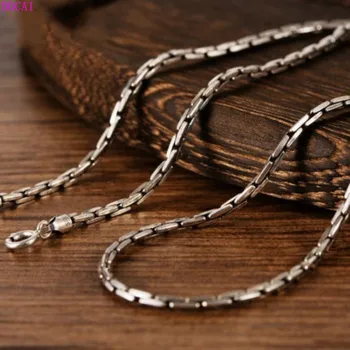 BOCAI Simplu din Argint S925 Colier pentru bărbați și femei Argint Ornament argint Thai bambus colier de cuplu clavicula lanț
