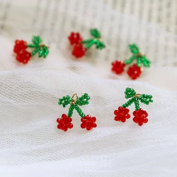 Nou stil 30pcs/lot rosu margele Țesute desene animate cherry formă de șirag de mărgele de farmece pandantive bijuterii diy cercei/îmbrăcăminte accesorii