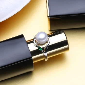 FENASY de apă dulce pearl inel frumos de Argint 925 Inel de cultură Real Pearl Inele Pentru Femei Nuntă 2018 nou Inel de Smarald