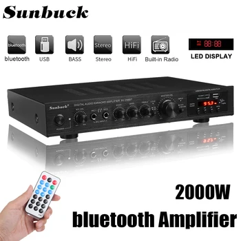 Bluetooth Amplificator de Putere Display LCD Audio HiFi 800W 220V-240V 50Hz 5CH Home Theatre Radio FM, Suport SD/USB 2 Mircophone