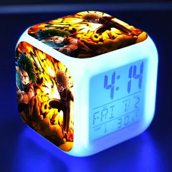 Anime Boku No Hero Academia Ceas Deșteptător Led Schimbare Display LED Reloj Despertador Pătrat Ceas de Masa Digital Saat Reveil