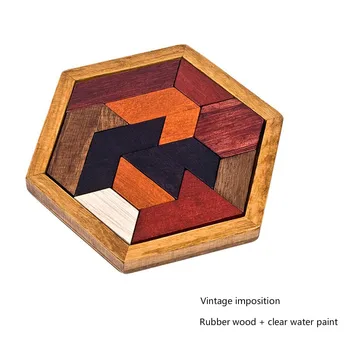 Puzzle-Uri Din Lemn Geometrice Monstruozitate Forma De Puzzle Din Lemn Jucării Tangram Puzzle Bord Montessori Învățământ Cadouri Pentru Copii Copii