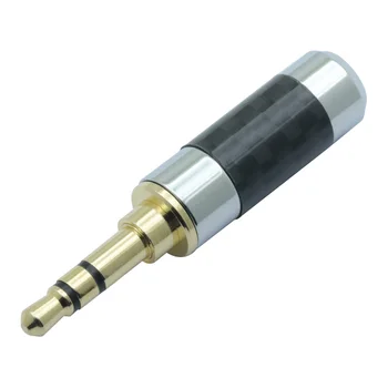12pcs Fibra de Carbon Adaptor Audio Jack 3.5 mm 3 Pol Masculin Stereo Plug Placat cu Aur de Sârmă de Lipire Conector pentru cablu 6mm