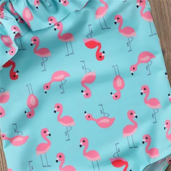 Copil nou-născut Fată Băiat Flamingo Romper pe Un Umăr Haine de Vară Salopeta Salopete Bikini de costume de Baie Costume de Baie dintr-O bucata