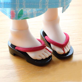 NOI BJD pantofi Papusa Bloca pentru 1/3 1/4 SD MSD Maro/Negru Manual de sandale de lemn în stil Japonez papusa elemente de recuzită