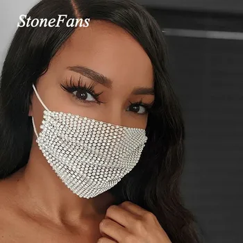 Stonefans Moda Elastic Stras Masca Bling Bijuterii pentru Femei Sclipici Cristal Decor Masca de fata Bijuterii Plasă de Petrecere Cadou