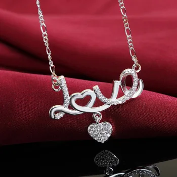Nou Stil Colier Din Argint 925 În Formă De Inimă, Dragoste Colier Pentru Femei Nunta Bijuterii Cadou