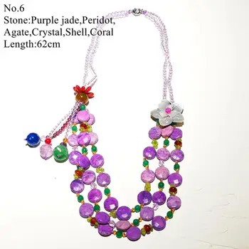 LiiJi Unic Violet Colier de Femei Charoite jaspers jades Cristal Coajă Colier Lung Doar 1BUC fiecare stoc de Bijuterii pentru Femei