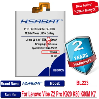 HSABAT 5500mAh Bateriei pentru Lenovo Vibe Z2 Pro K920 K80 K80M K7 BL223