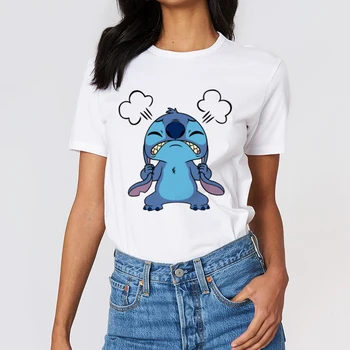 Lilo & Stitch Desene animate Estetice Disney T shirt Femei Harajuku Kawaii Drăguț Casual de Vara Tumblr Tinuta de Moda Topuri