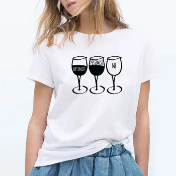 Noua Moda Femei T Shirt Pocalul Imprimat cu Maneci Scurte O-gât Funny T-shirt Vin Casual pentru Femei Tricou Streetwear