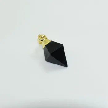 5pc Indian Bijuterii Piramidă de Piatră Pandantiv Fatetate de cristal de cuarț de aur punctul femei Negru Obsidian vindecare colier pandantiv famale