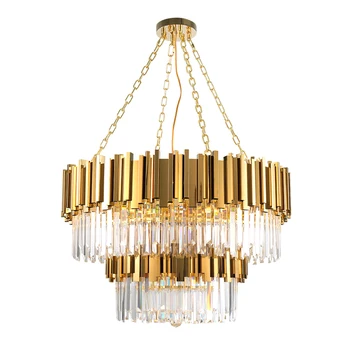 Golden Art Deco Postmodernă Din Oțel Inoxidabil Cristal Candelabru De Iluminat Lustre Suspendarea Corpurilor De Iluminat Lampadare Pentru Hol Dormitor