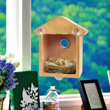 În Aer Liber Cuib De Pasăre Decoratiuni De Gradina Consumabile Fereastră Din Lemn, Cuști De Păsări Cuiburi Cutie Casa 2019