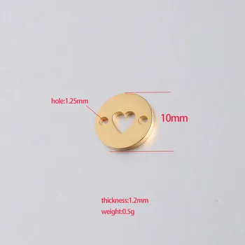 10mm Otel Inoxidabil Tubulare Mici Dragoste Inima Farmecul Dublu Gaura dragoste Disc Pandantiv Bijuterii DIY Accesorii Pentru a Face brățări
