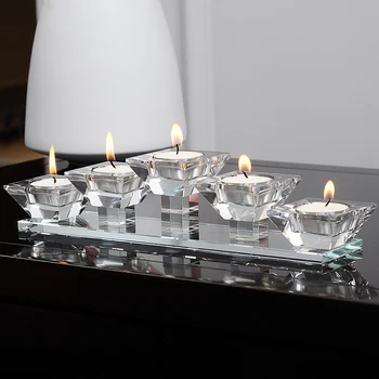 Nordic Cinci-capul de Cristal de Sticlă Sfesnic de Cristal Candelabru Cină la lumina Lumânărilor Masă de Nuntă Sfeșnic din Cristal Florale