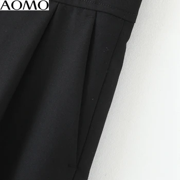 AOMO fahsion femei de moda de bază pantaloni costum negru cu fermoar birou de sex feminin doamna pantaloni pantaloni mujer QB131A