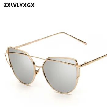 17 culori metalice ochelari de Soare Femei de Lux ochi de Pisica Design de Brand Oglindă a Crescut de Aur de Epocă Cateye Moda ochelari de soare Ochelari lady
