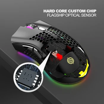 FIERBINTE BM600 2.4 GHz Wireless Mouse USB Reîncărcabilă 1600DPI Reglabil Gol Afară de Fagure de miere RGB Mouse Optic Gamer Soareci Pentru PC