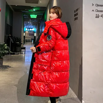 2020 Iarna Femei Sacou lung Vrac cu Gluga Hanorace Femei Plus Dimensiune Solid Strălucitor Supradimensionate coreea Style Strat Gros Doamnelor