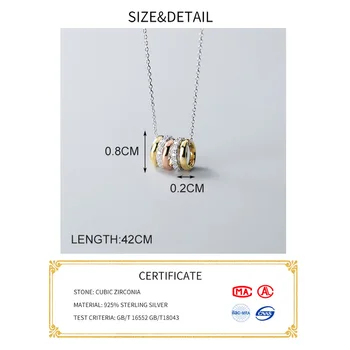 INZATT Real Argint 925 Placat cu Pandantiv Rotund Colier Pentru Femei de Moda Hiphop Bijuterii Fine Minimalist Accesorii
