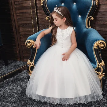 Anul nou Princess Party Flori Copii Rochie Pentru Fete de Epocă alb Copii Prima împărtășanie Rochii De Nunta Rochie de Bal Formale