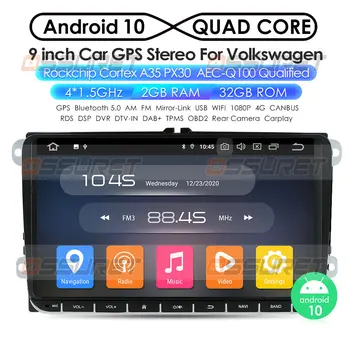 UE/SUA Depozit 2G android 10.0 auto multimedia player pentru V W polo, golf, passat, tiguan, skoda yeti superb rapidă pentru skoda gps navi