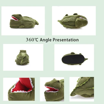 Amuzant De Iarnă Papuci De Casa Pentru Femei Fuzzy Slide-Uri Fata Creativitatea Desene Animate Crocodil, Rechin Pantofi De Sex Feminin Rafală Papuci