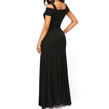 Jaycosin formale rochie de femei elegante rochie maxi Casual V-Gât Tăiat Cultură Solidă Asimetric Rochie Lunga rochii de vara 2019 813