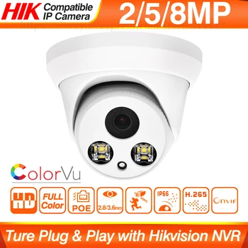 Hikvision Compatibil ColorVu 8MP Dome Camera IP POE Turela Acasă de Securitate CCTV aparat de Fotografiat Ultra HD 5MP H. 265 Plug&play Securitate IPC